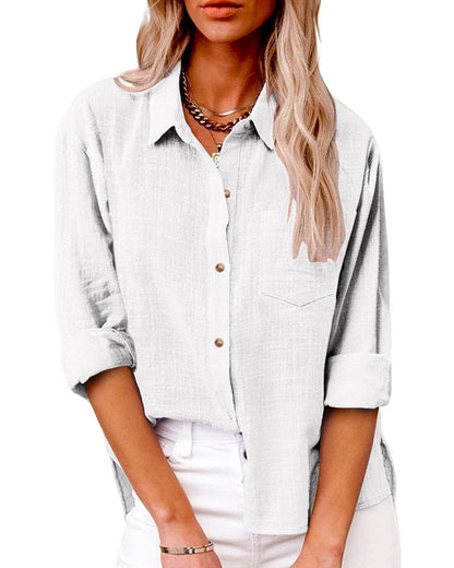 Chic Button Down Long Sleeve Linen Shirt | Great for Casual Days