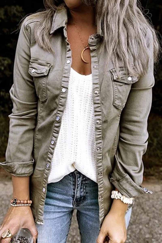 Blusa de manga larga de color liso (4 colores)