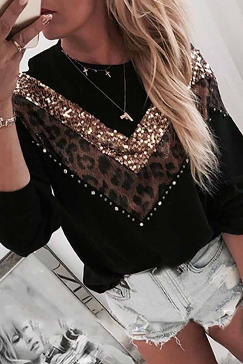 Sudadera con costuras de leopardo