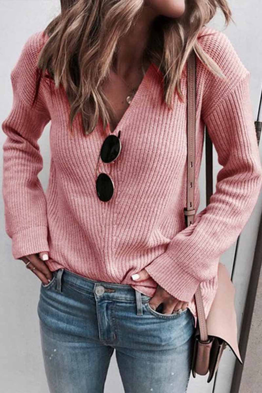 Suéter de punto con cuello en V sexy (5 colores)