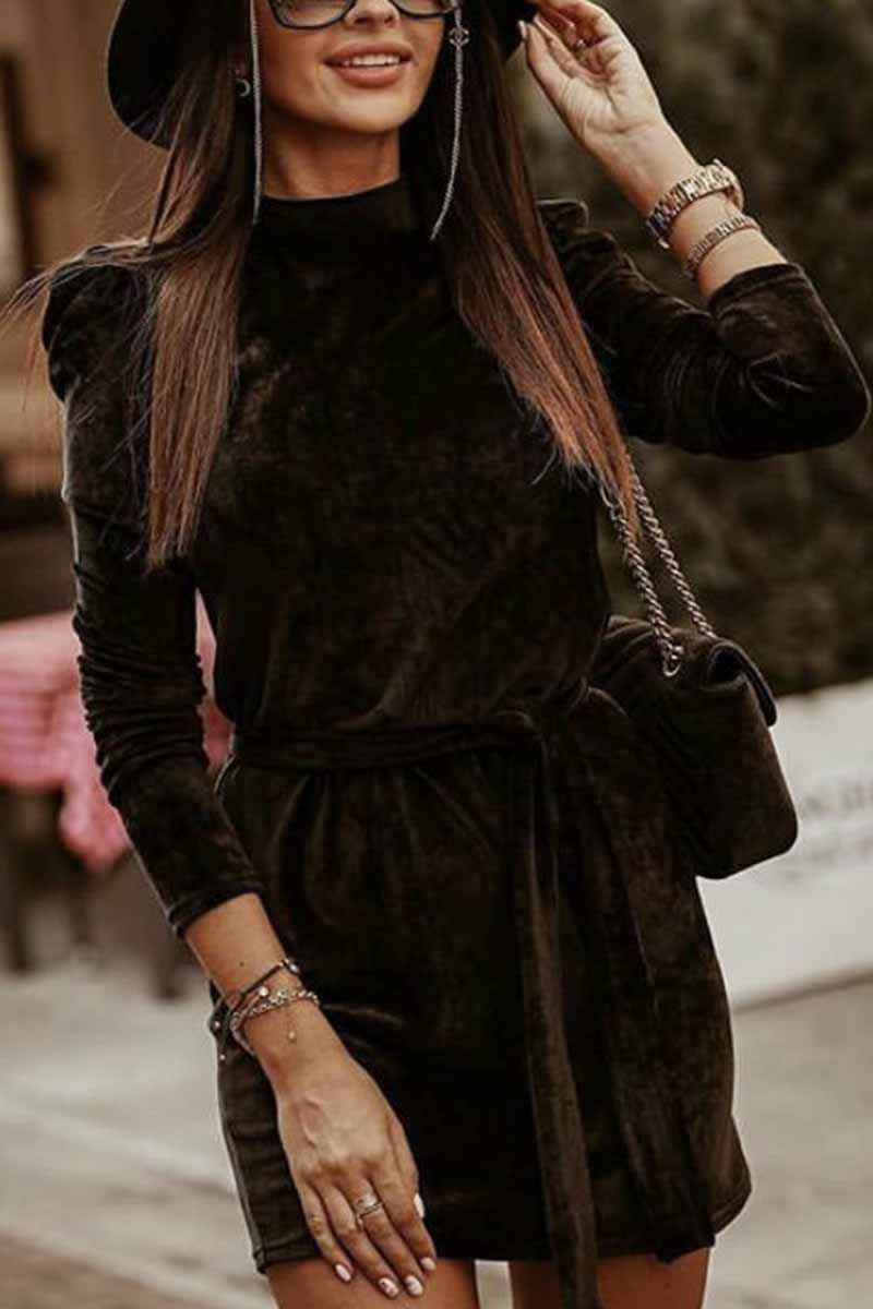 Minivestido sexy informal de manga larga (4 colores)