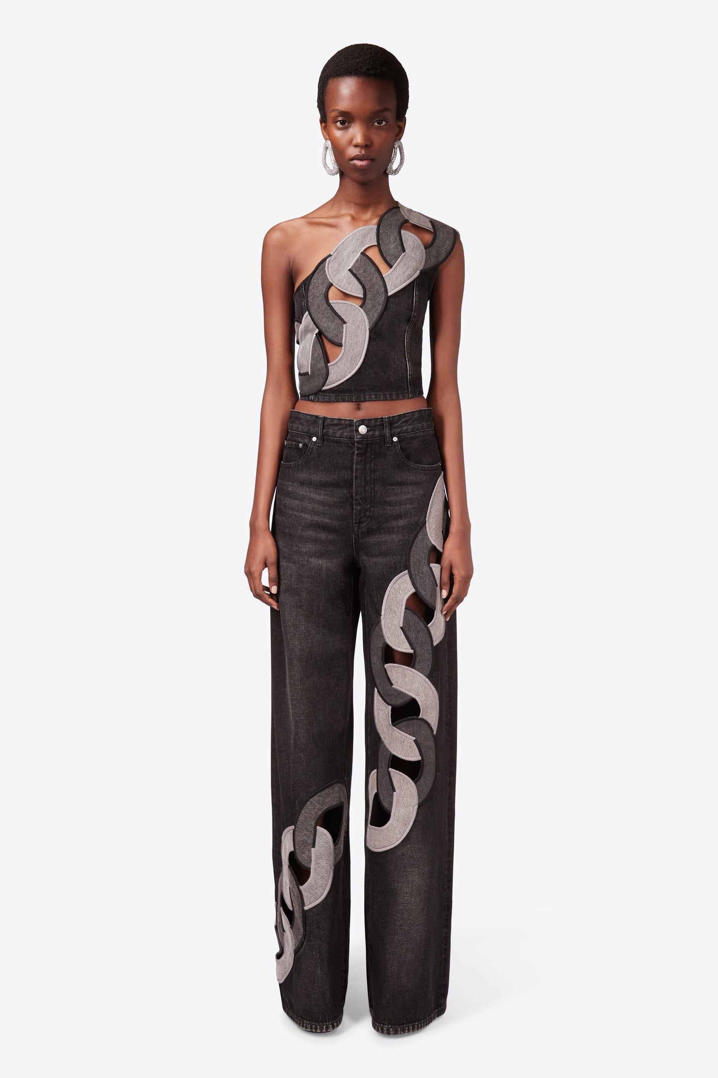 Lock Ring Type Irregular Jeans Set