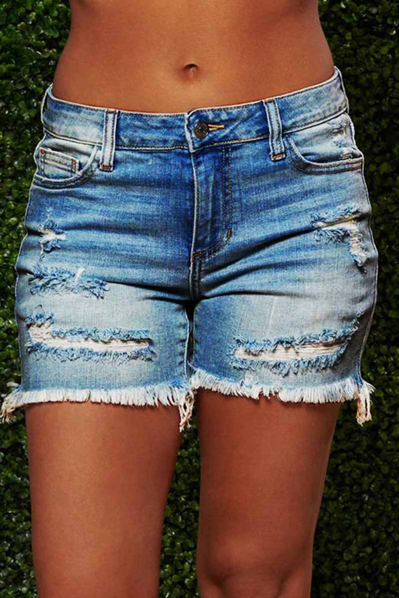 Shorts vaqueros rotos con flecos de tendencia (3 colores)
