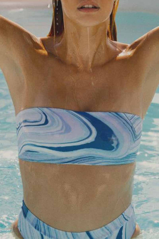 Two-Piece Gradient Stripe Tube Top High Waist Bikini