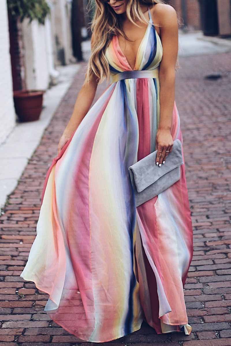 Vestido largo con estampado bohemio y tirantes