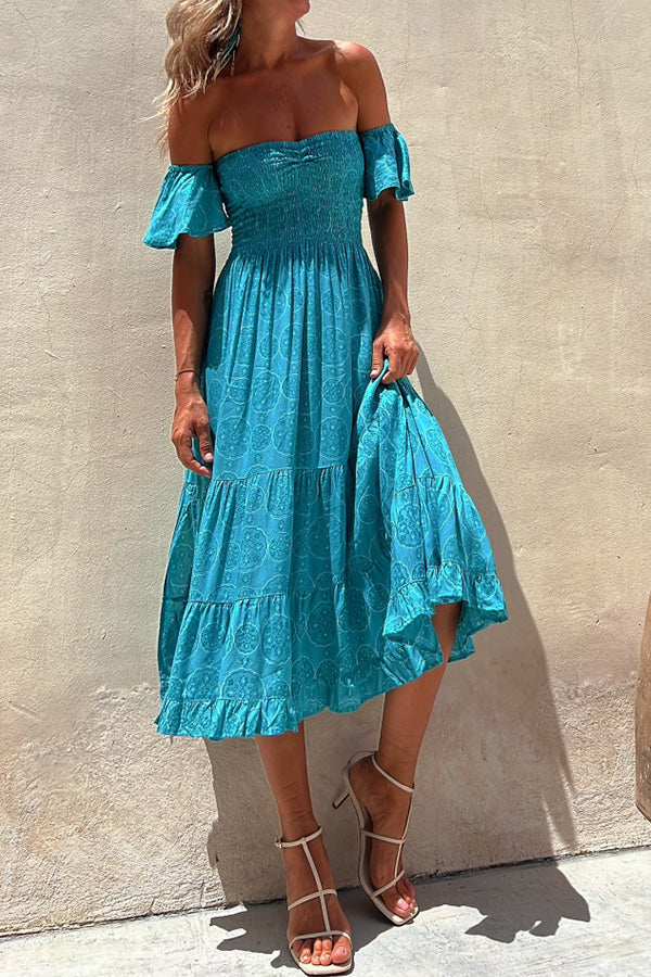 Vestido turquesa de fruta del dragón blanca