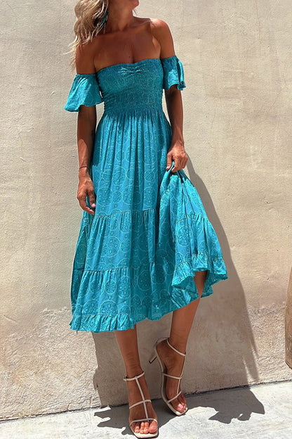 Vestido turquesa de fruta del dragón blanca