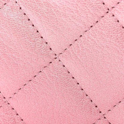 Iridescent Calfskin Quilted Wallet On Chain WOC Rose Pink