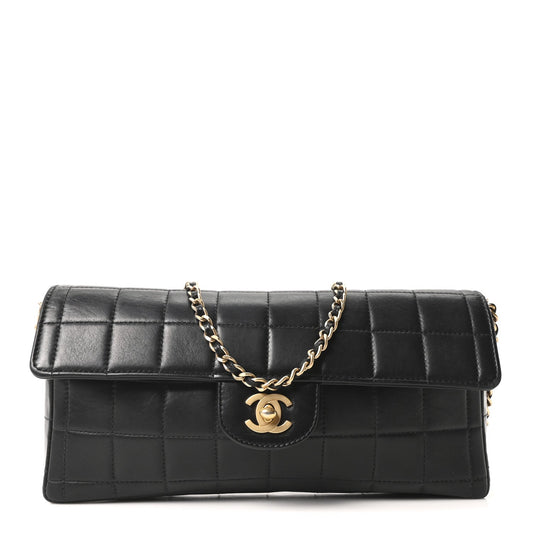 Lambskin East West Chocolate Bar Flap Black
