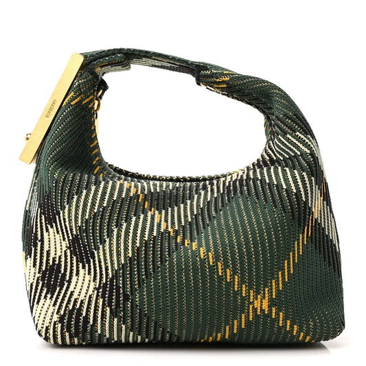 Canvas Knitted Check Mini Peg Duffle Bag Ivy