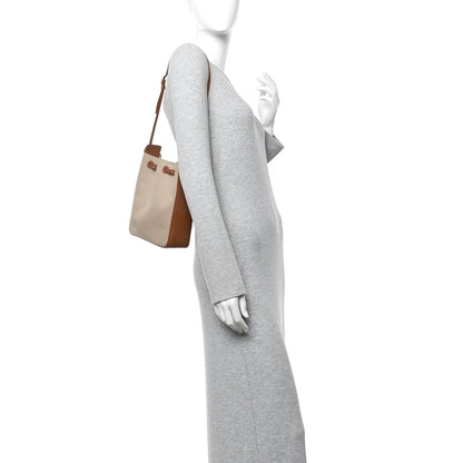 Canvas Calfskin Small Bucket Bag Desert Dust Brick