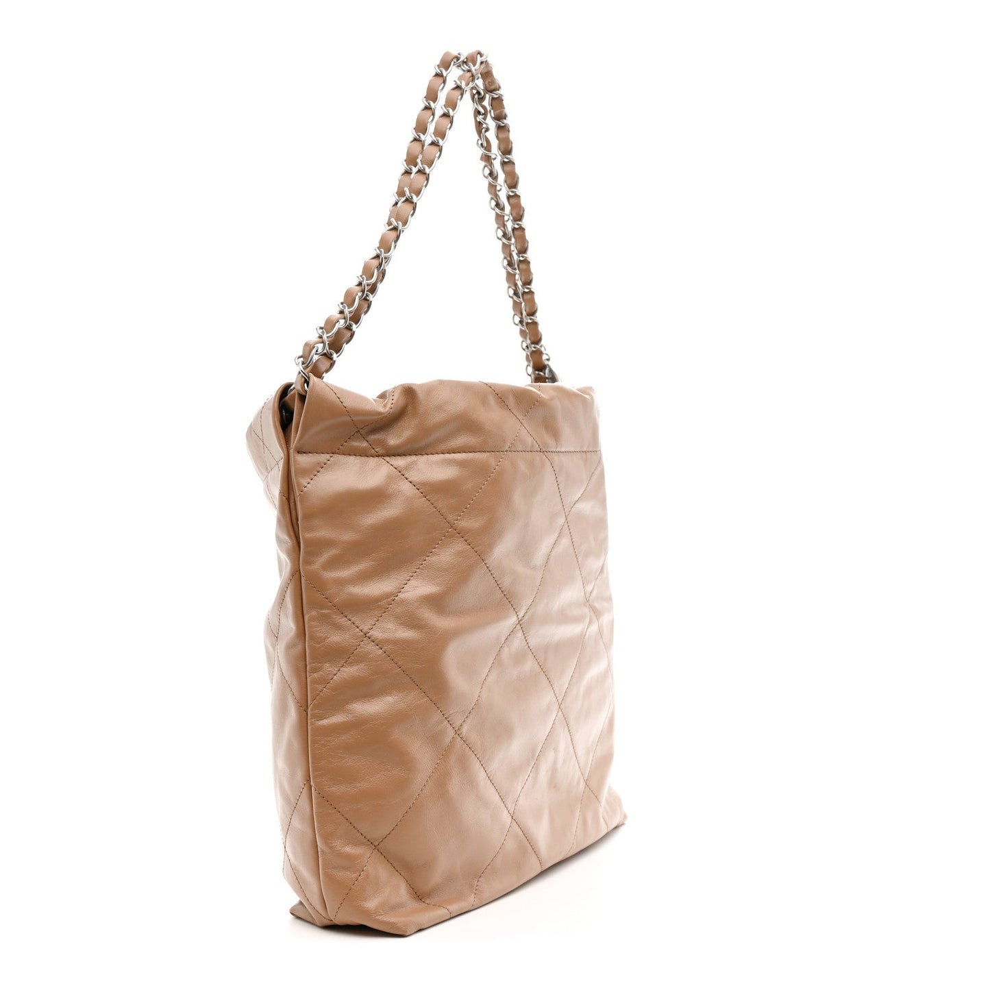 Shiny Calfskin Quilted Small Chanel 22 Beige