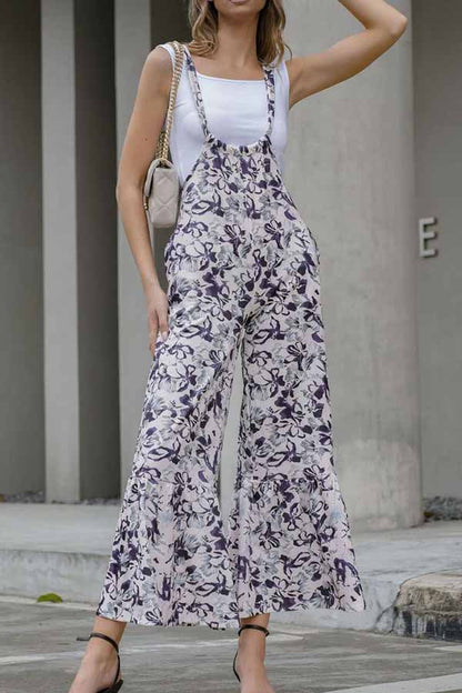 Pantalones casuales holgados de pierna ancha con estampado fino para mujer