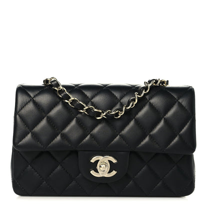 Lambskin Quilted Mini Rectangular Flap Black