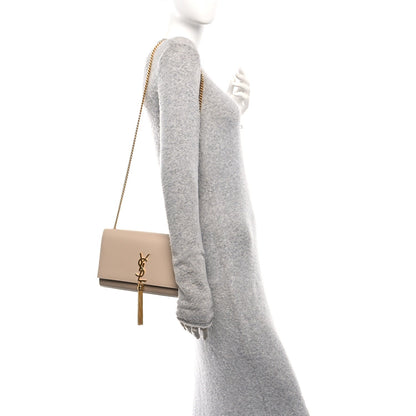 Smooth Calfskin Medium Classic Monogram Kate Tassel Satchel Nude Powder
