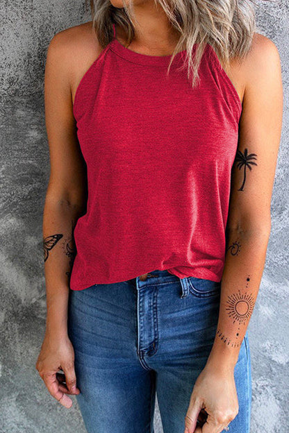 Top de verano con cuello redondo liso