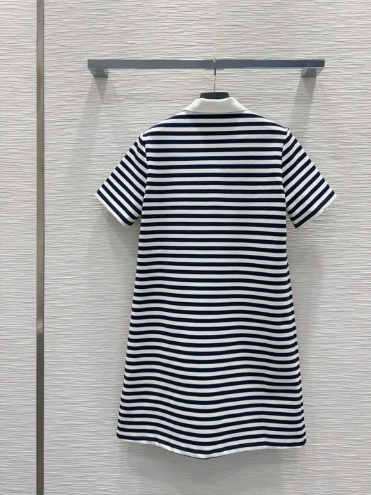 Prada 25 Striped Dress Black White Polyester
