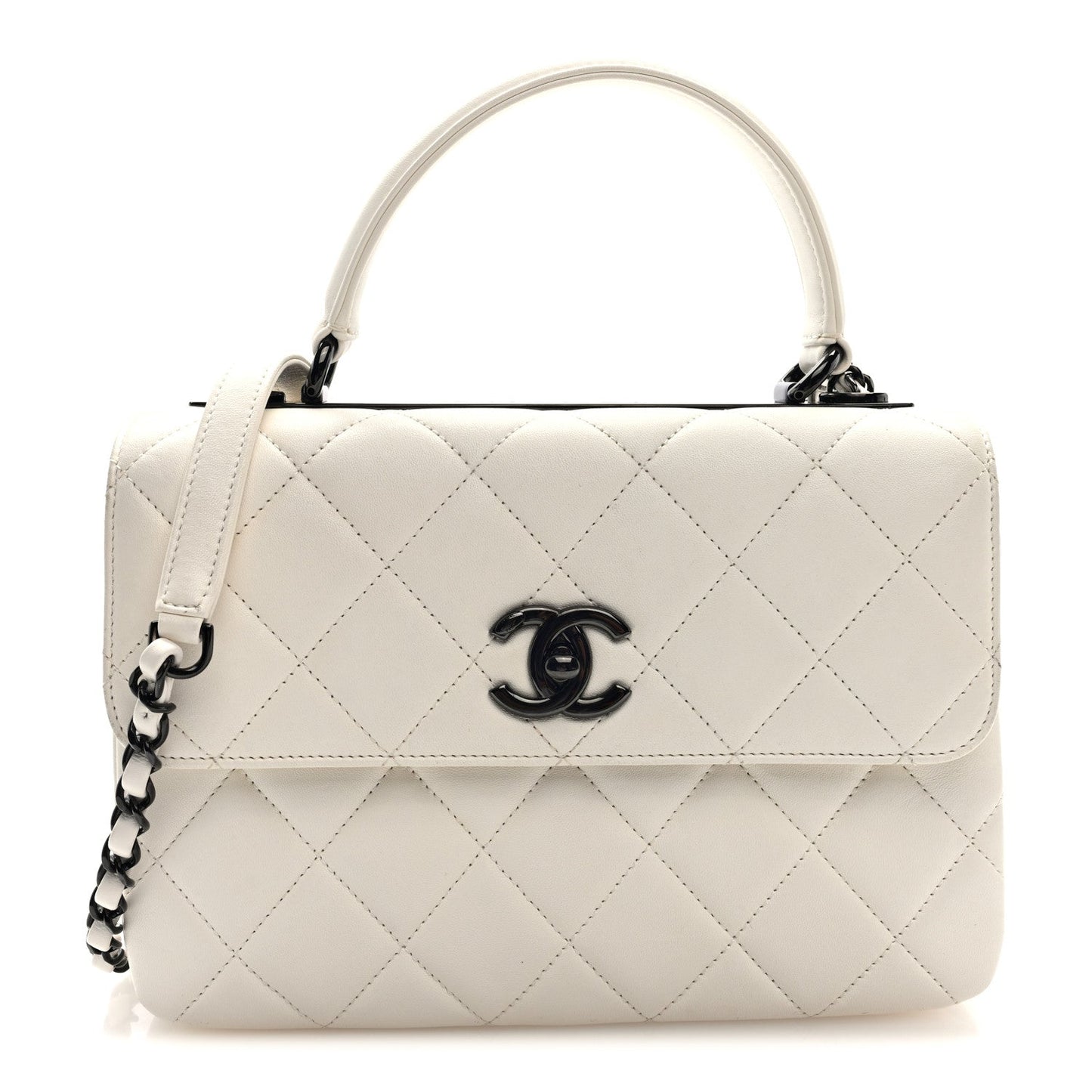 Lambskin Quilted Small Trendy CC Dual Handle Flap Bag White