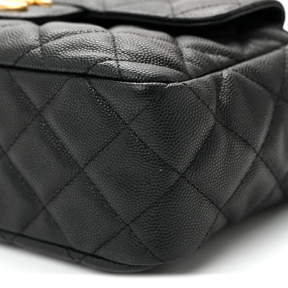 Caviar Quilted Wavy CC Hobo Black