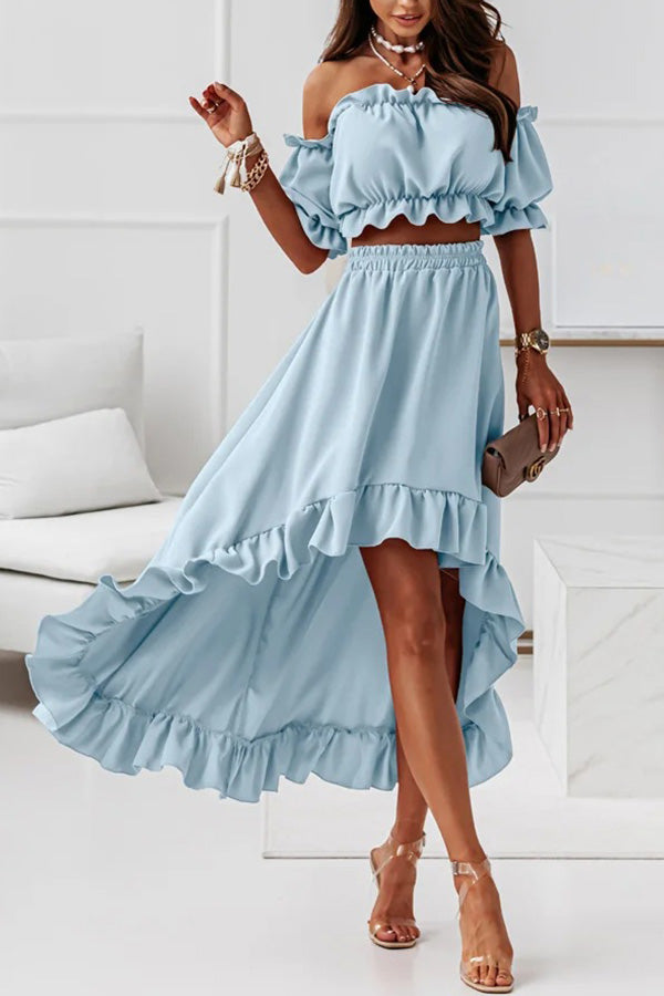 Traje de vestir midi con hombros descubiertos