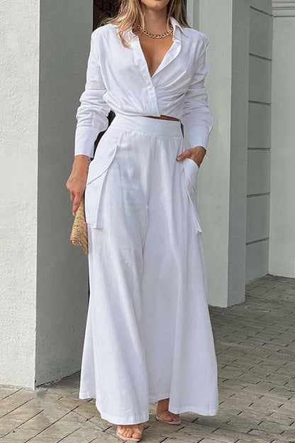 Solid color casual two-piece suit