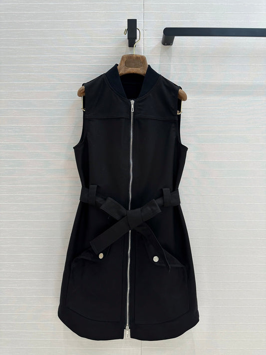 HM Majia Zipped Sleeveless Dress in Black Cotton