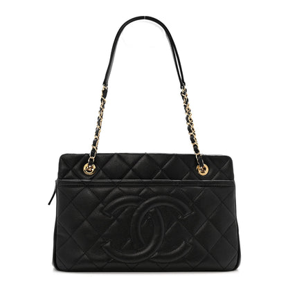 Caviar Quilted Timeless CC Soft Tote Black