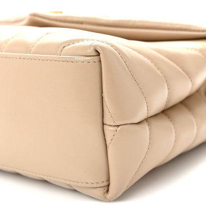 Calfskin Y Quilted Monogram Small Loulou Chain Satchel Dark Beige