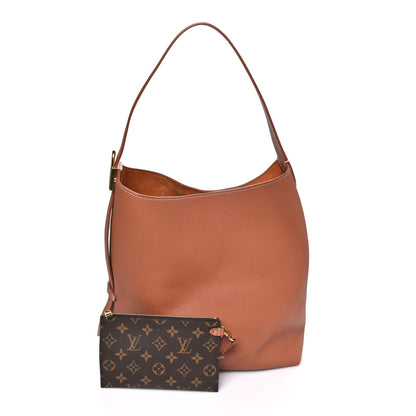 Grained Calfskin Low Key Hobo MM Cognac