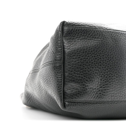 Pebbled Calfskin Medium Soho Chain Shoulder Bag Black