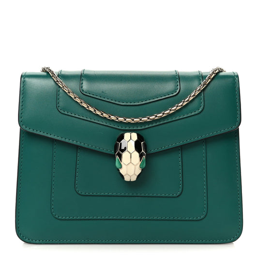 Calfskin Small Serpenti Forever Snake Strap Crossbody Bag Emerald Green