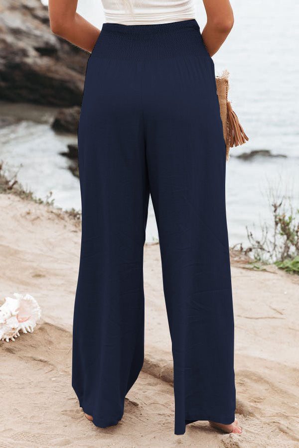 Pantalones fruncidos con bolsillos de mezcla de lino Fresh Air