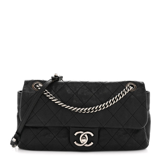 Caviar Quilted Medium Simply CC Flap Black