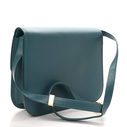 Liege Calfskin Medium Classic Box Flap Bag Blue Slate