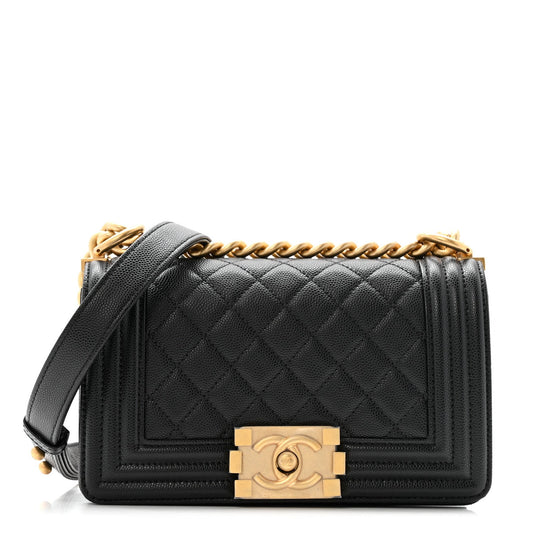 Caviar Quilted Small Boy Flap Black
