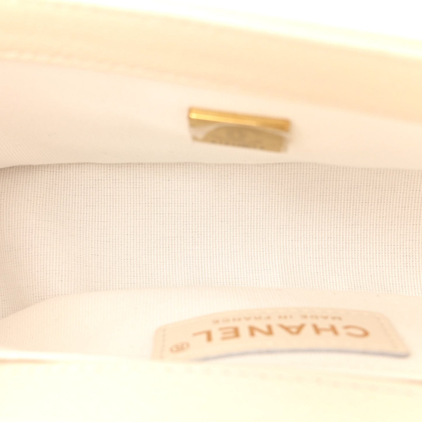 Caviar Chevron Quilted Small Boy Flap White