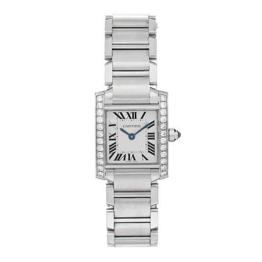 Stainless Steel Diamond Bezel 20mm Tank Francaise Quartz Watch
