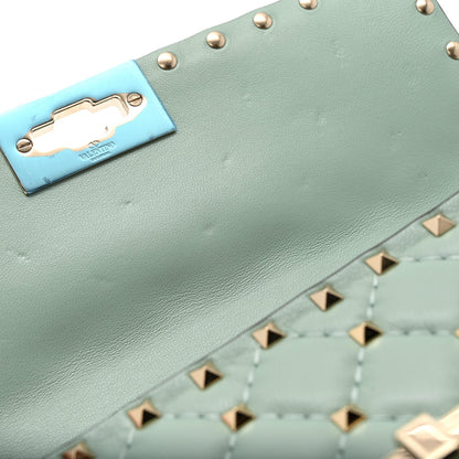 Lambskin Rockstud Spike Wallet on Chain Morning Dew
