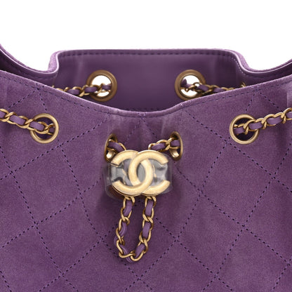 Suede Quilted Mini Chanel 25 Handbag Purple