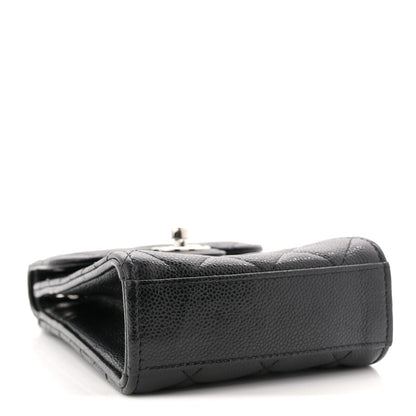 Caviar Quilted Classic Phone Holder Black