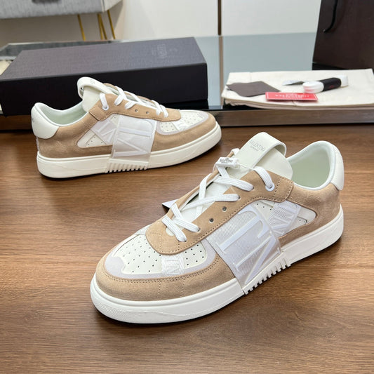valenti low top vl7n cream calfskin brown suede