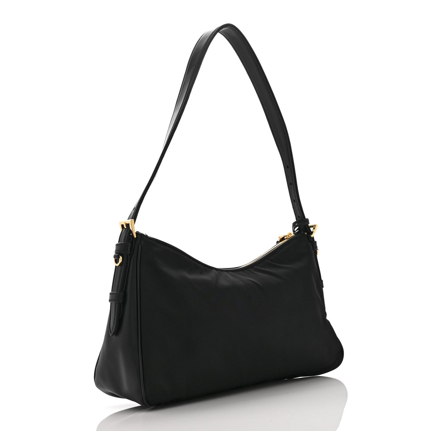 Re-Nylon Vitello Large Aimee Shoulder Bag Black