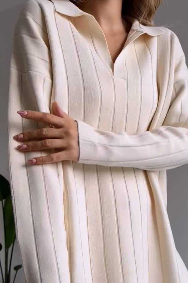 Conjunto de dos piezas de suéter jacquard con rayas Pit Stripe