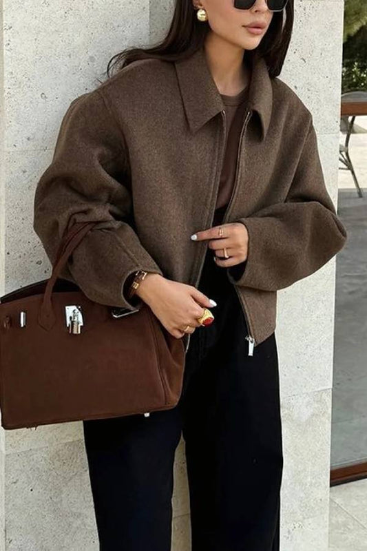 Chaqueta de solapa versátil de moda