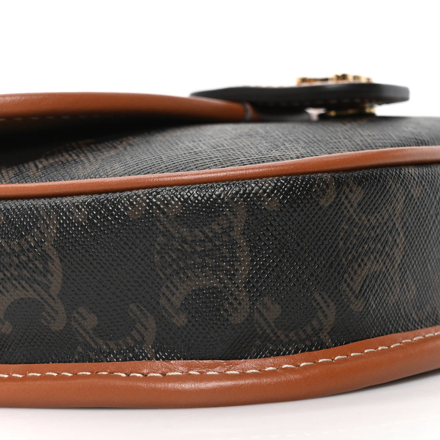 Canvas Calfskin Triomphe Mini Besace Tan