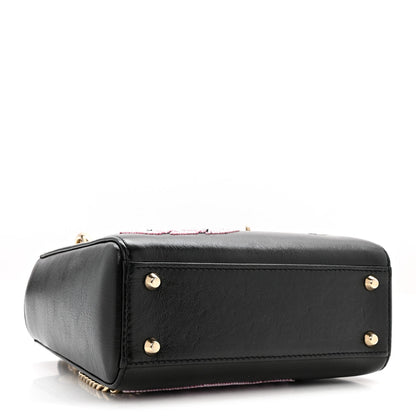 Calfskin Beaded Mini Lady Dior Black