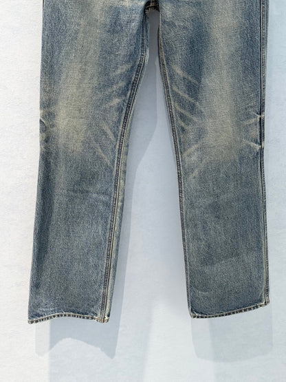 Celine Denim Jeans with Belt Blue mix Brown Cotton