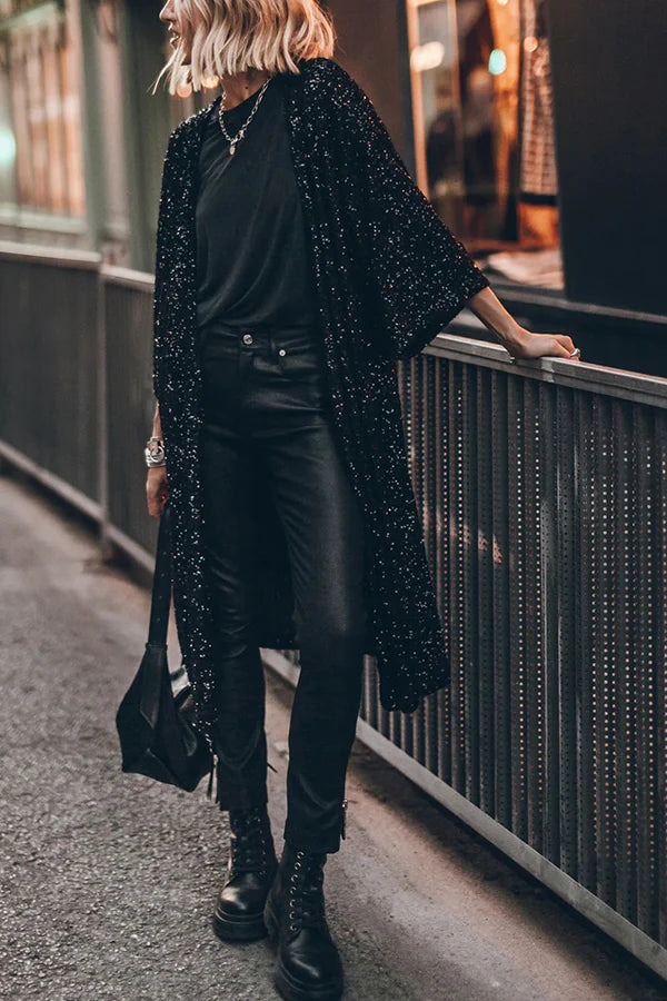 Kimono con mangas acampanadas y lentejuelas Disco Glamour 
