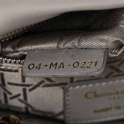 Metallic Lambskin Cannage Mini Lady Dior Grey