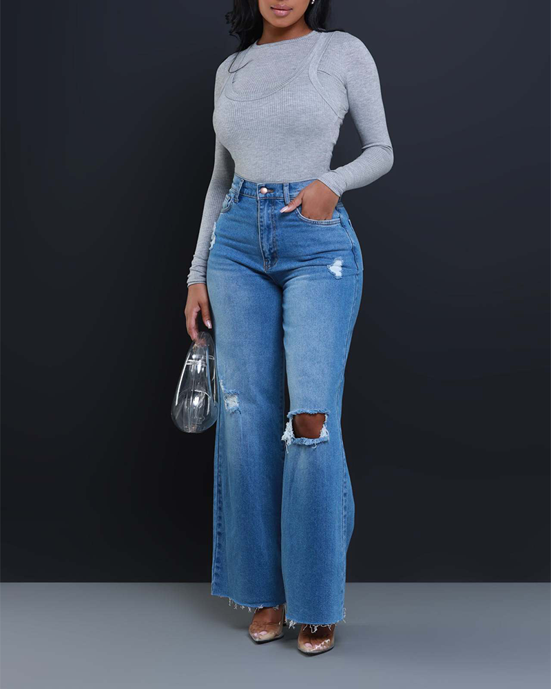 High-Rise Loose Straight Jeans